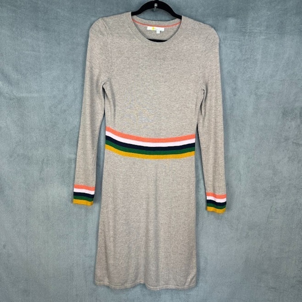 Boden Dress Womens 4R Tan Wool Sweater Knit Long Sleeve Comfort Stretch Preppy